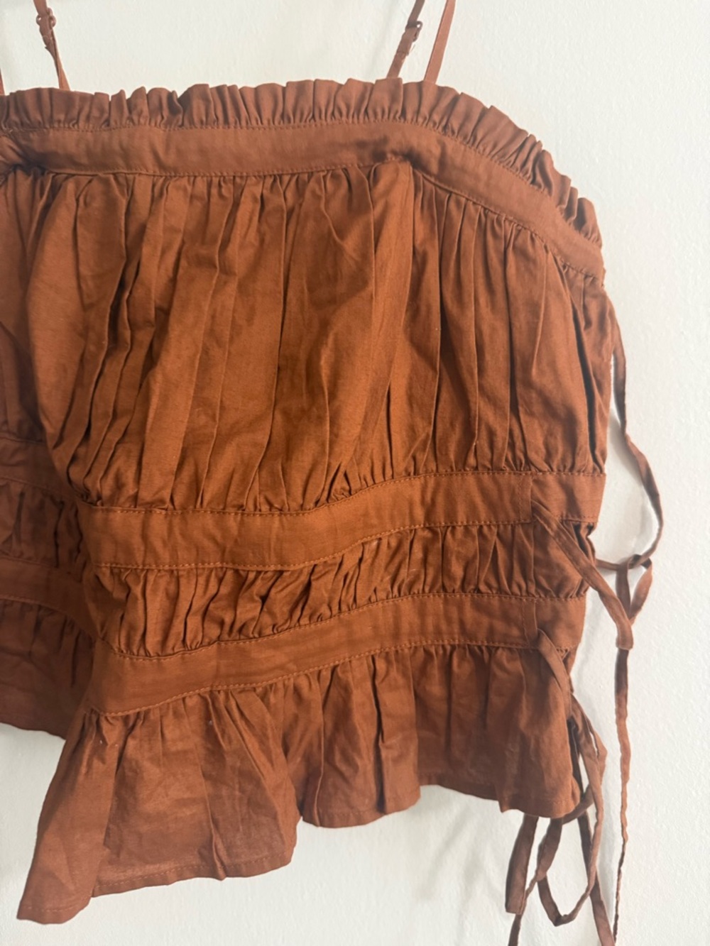 Free People Rust Brown Ruffle Tie Camisole - Picture 2 of 3